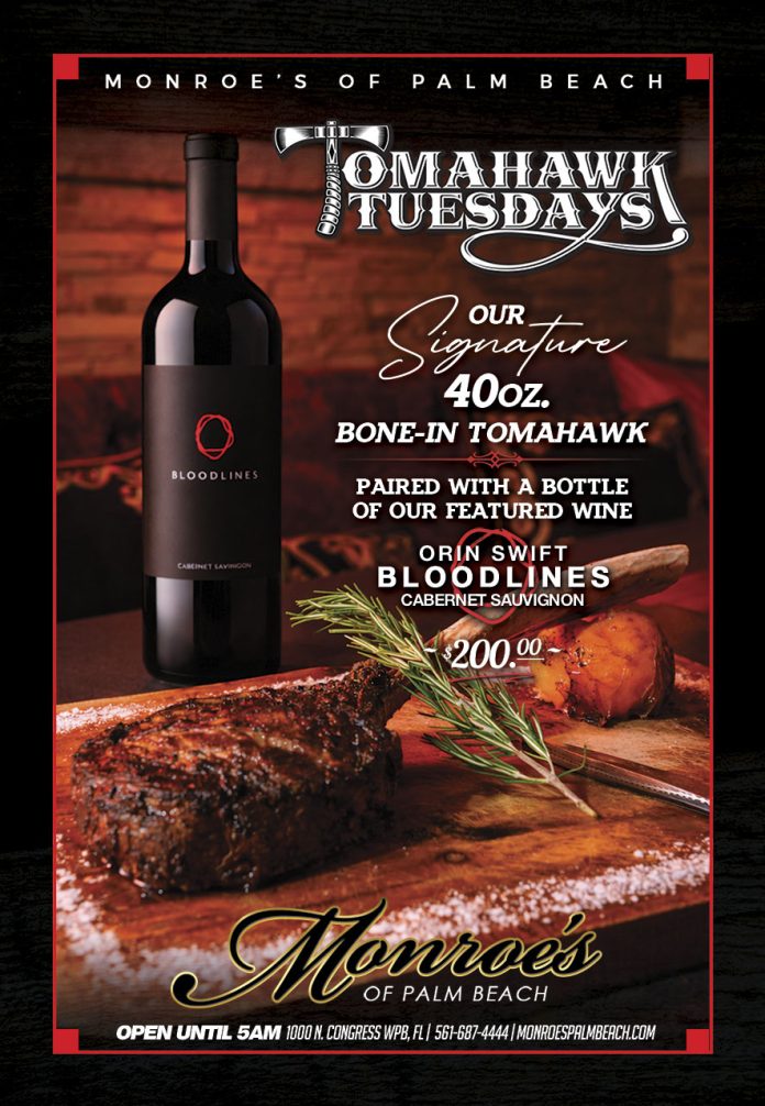 Tomahawk Tuesdays - 40oz. Bone-in Ribeye & Bloodlines Special at Monroe's