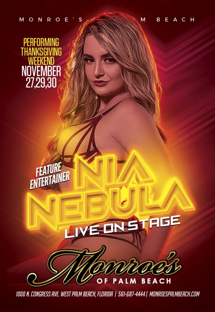 Nia Nebula Performing LIVE at Monroes Palm Beach Nov. 27,29,30